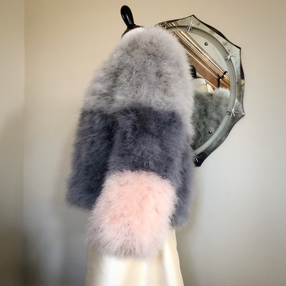 Pello Bello Striped Feather Coat New With tags - Picture 4 of 8